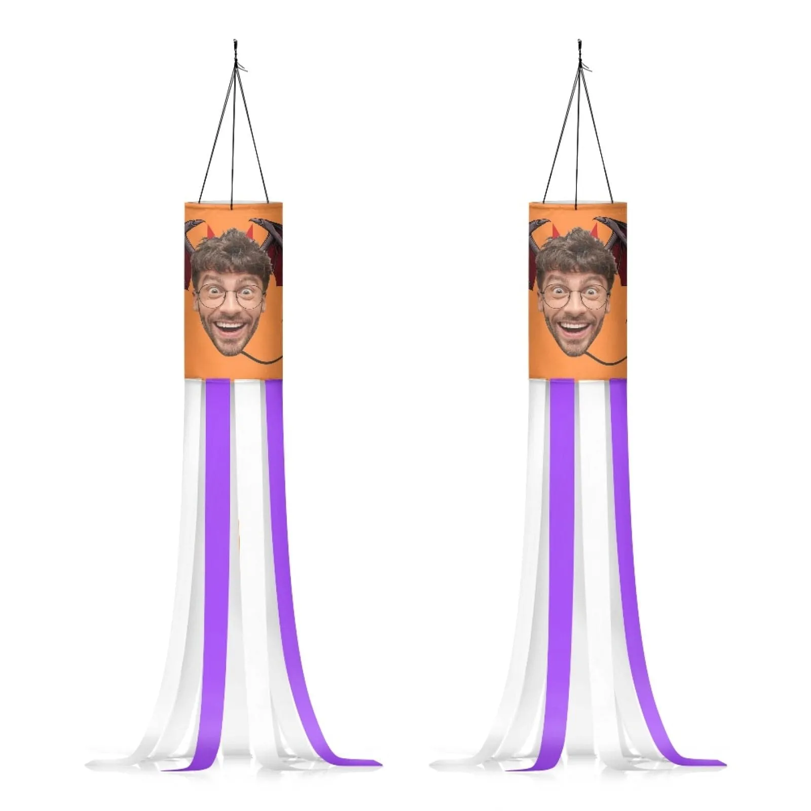 2 Pack Custom Face Halloween Windsock Halloween Hanging Decoration Holiday Windsock