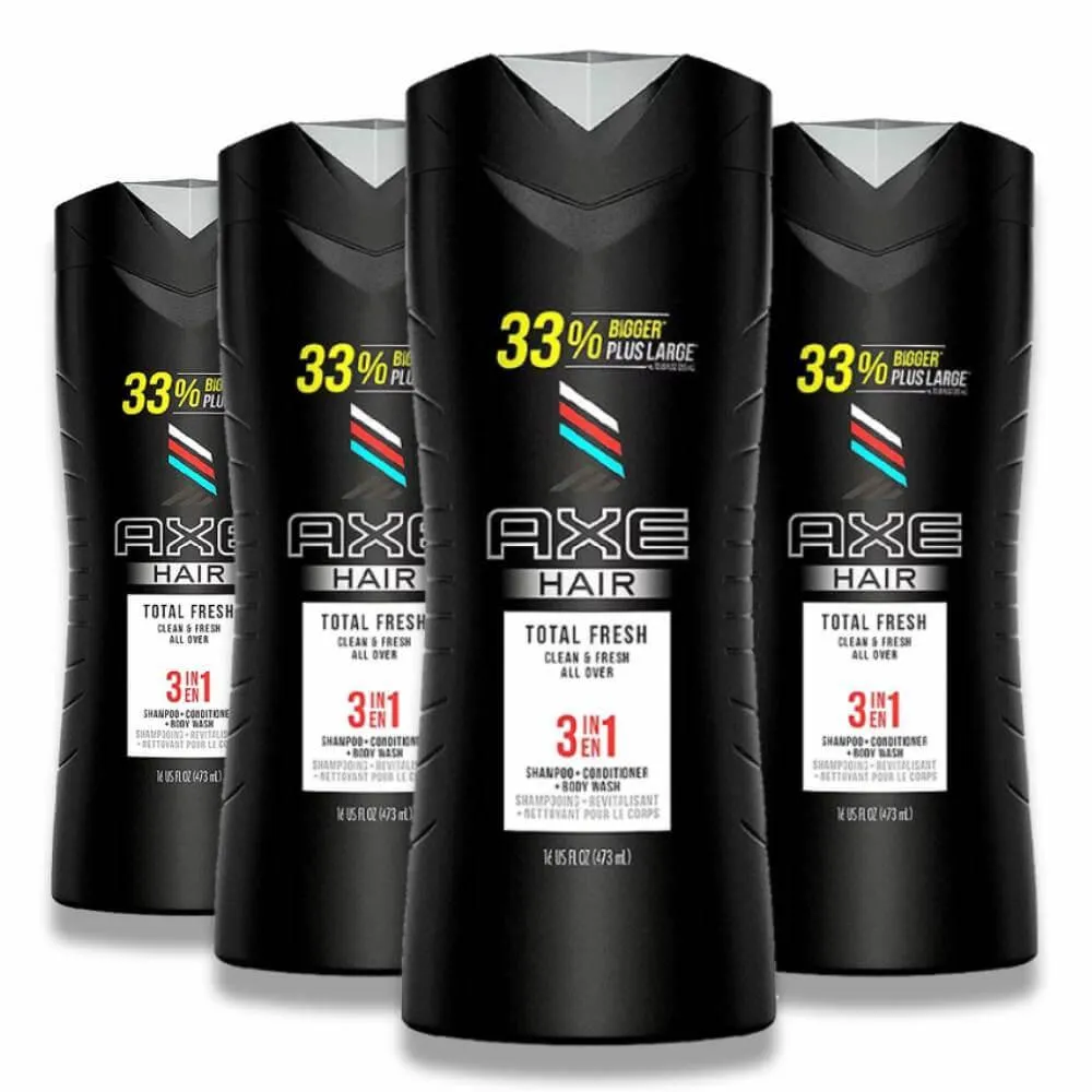 Axe - Hair 3 in 1 Total Fresh Shampoo   Conditioner   Body Wash - 16 Oz - 4 Pack