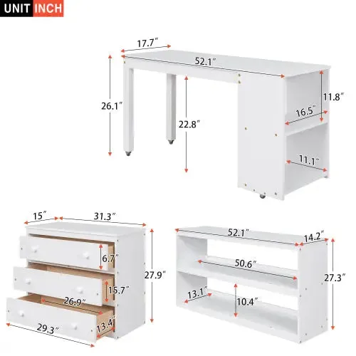 Bellemave® Low Loft Bed with Cabinet and Rolling Portable Desk