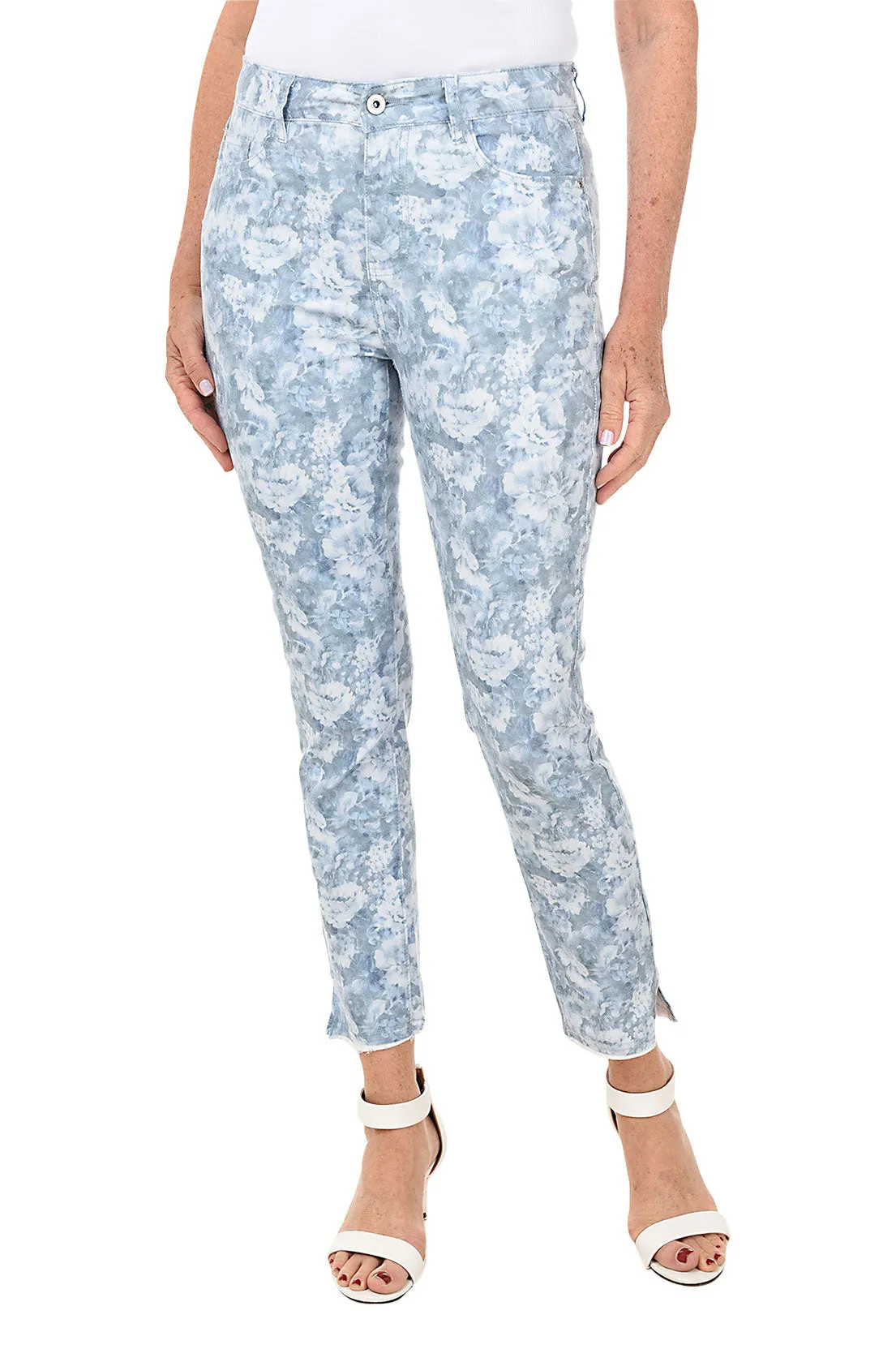 Blue Blooms Denim Twill Ankle Pant