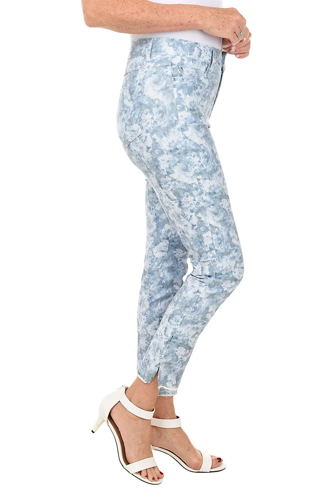 Blue Blooms Denim Twill Ankle Pant