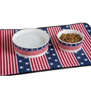 Flag Pet Bowl - Porcelain Ceramic with Silicone Ring