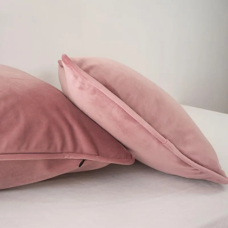 Flesh Pink Velvet Cushion Cover Pillow Case Soft Throw Pillow Cover No Balling-up Without Stuffing