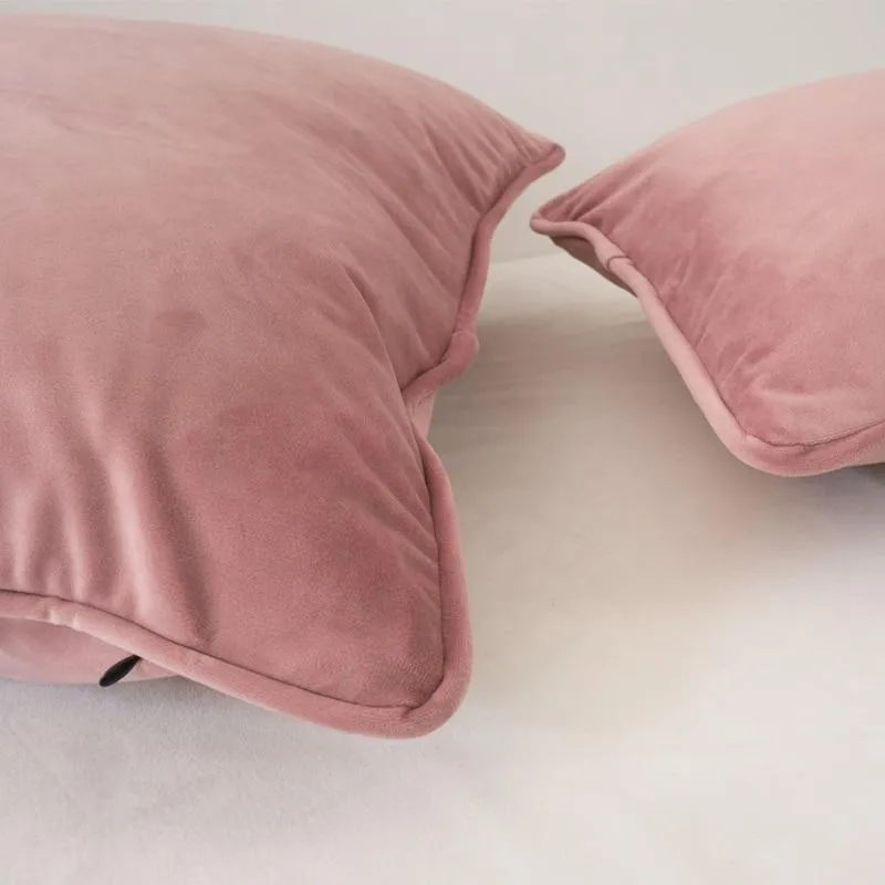 Flesh Pink Velvet Cushion Cover Pillow Case Soft Throw Pillow Cover No Balling-up Without Stuffing