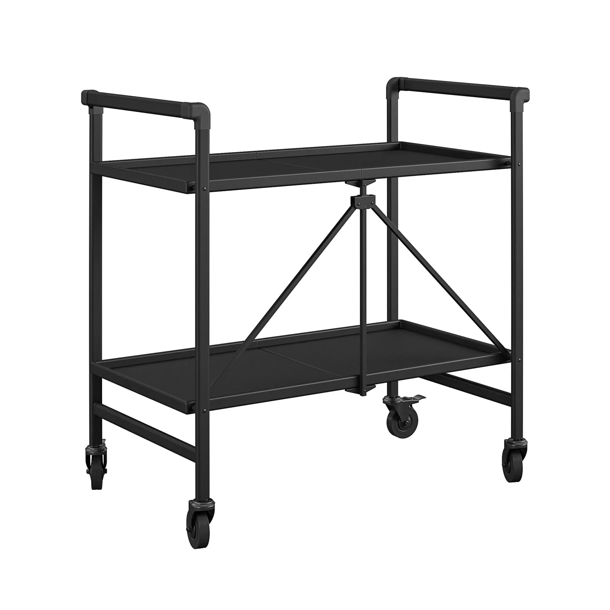 Folding Serving Cart with 2 Shelves