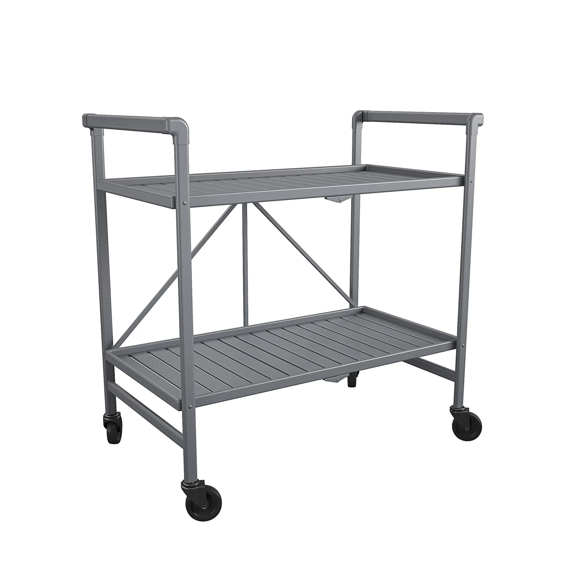 Folding Serving Cart with 2 Shelves