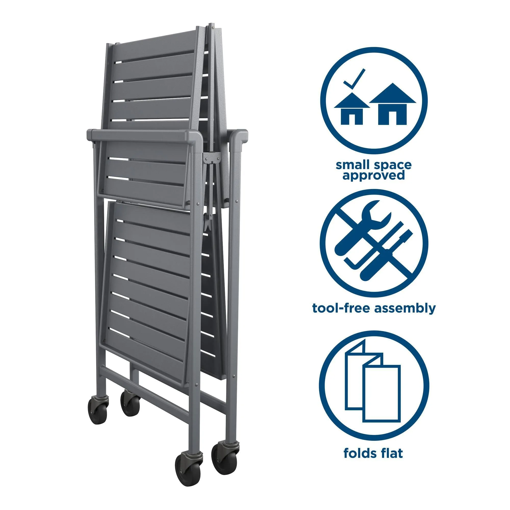 Folding Serving Cart with 2 Shelves