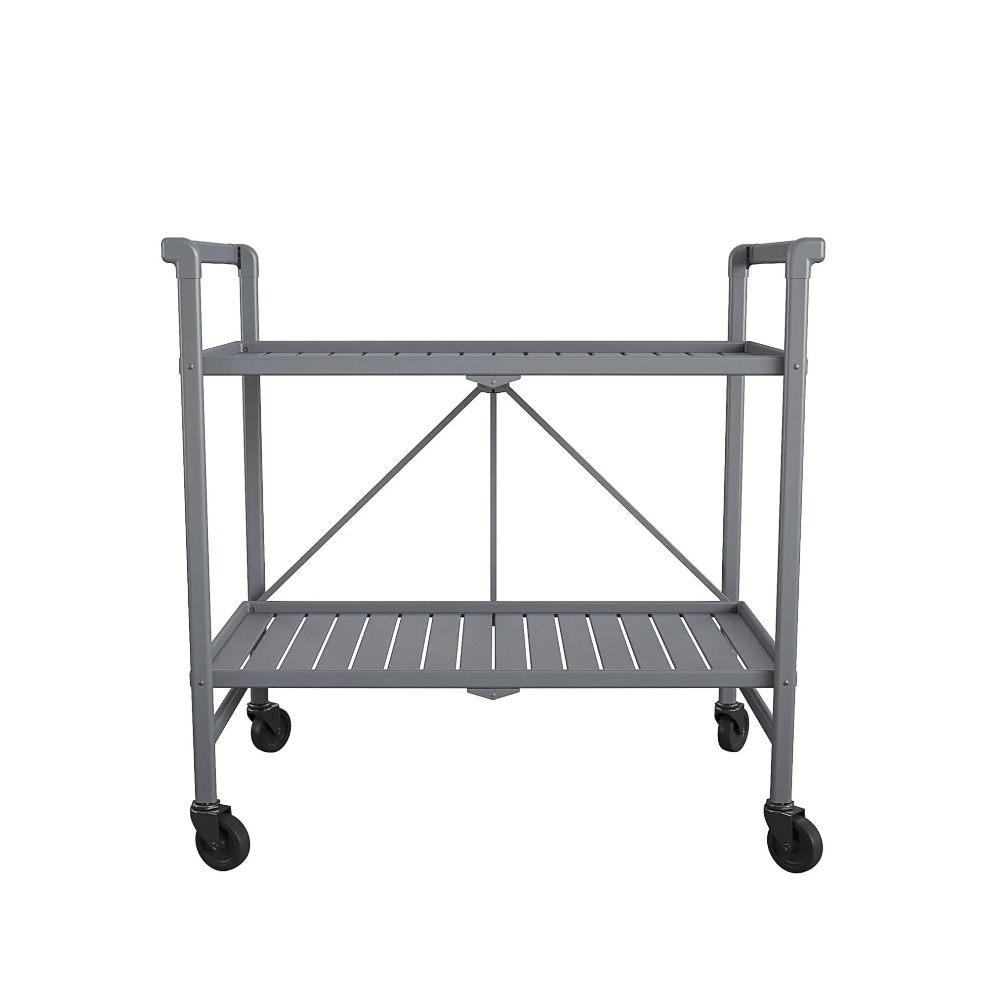 Folding Serving Cart with 2 Shelves