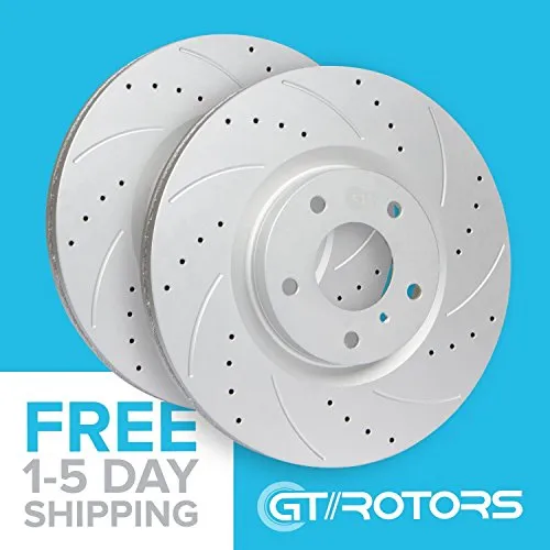 [Front Kit] GT//Rotors High Performance Disc Brake Rotors & Brake Pads Kit for BMW 325i E90 [2006] 328i [2007] | 128i [08-10]