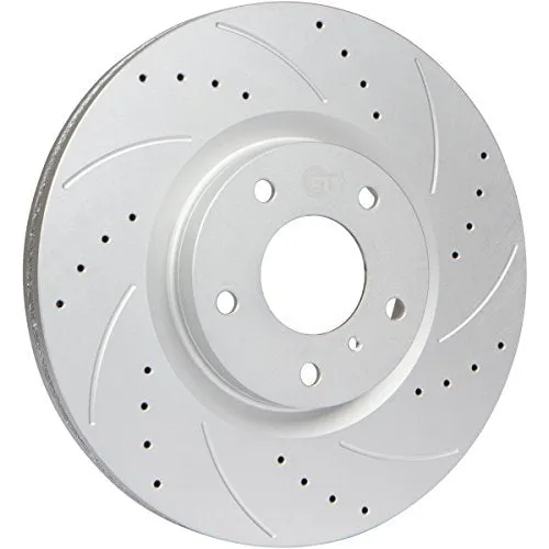 [Front Kit] GT//Rotors High Performance Disc Brake Rotors & Brake Pads Kit for BMW 325i E90 [2006] 328i [2007] | 128i [08-10]