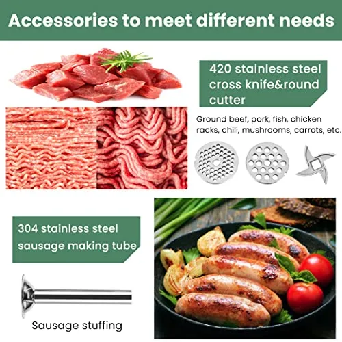 Huanyu Manual Meat Grinder Stainless Steel Hand Cranked Meat Grinding Machine Household Pork Mincer Sausage Maker (NO.8)