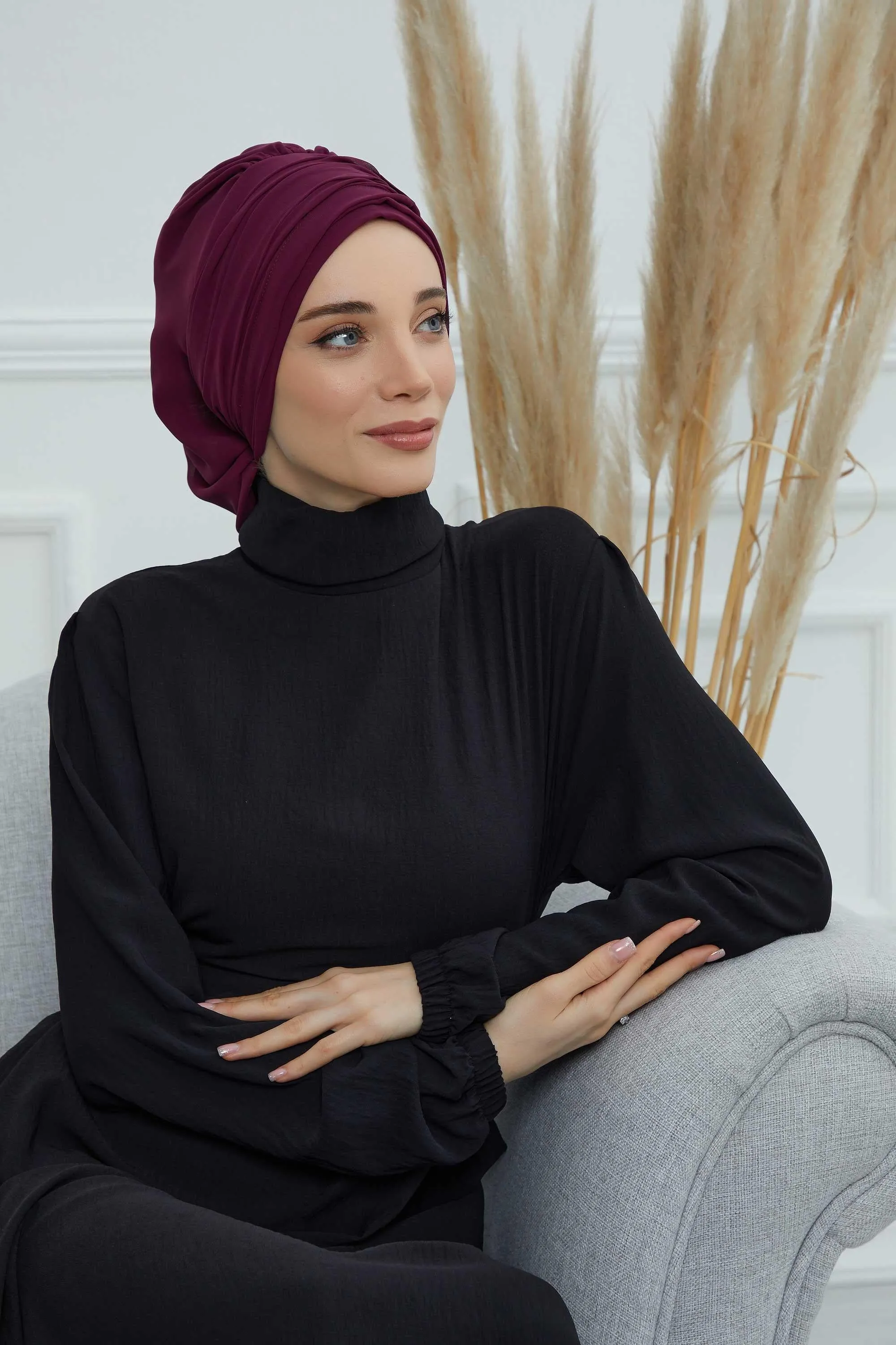 Instant Turban Chiffon Scarf Head Turbans For Women Headwear Stylish Elegant Design,HT-107