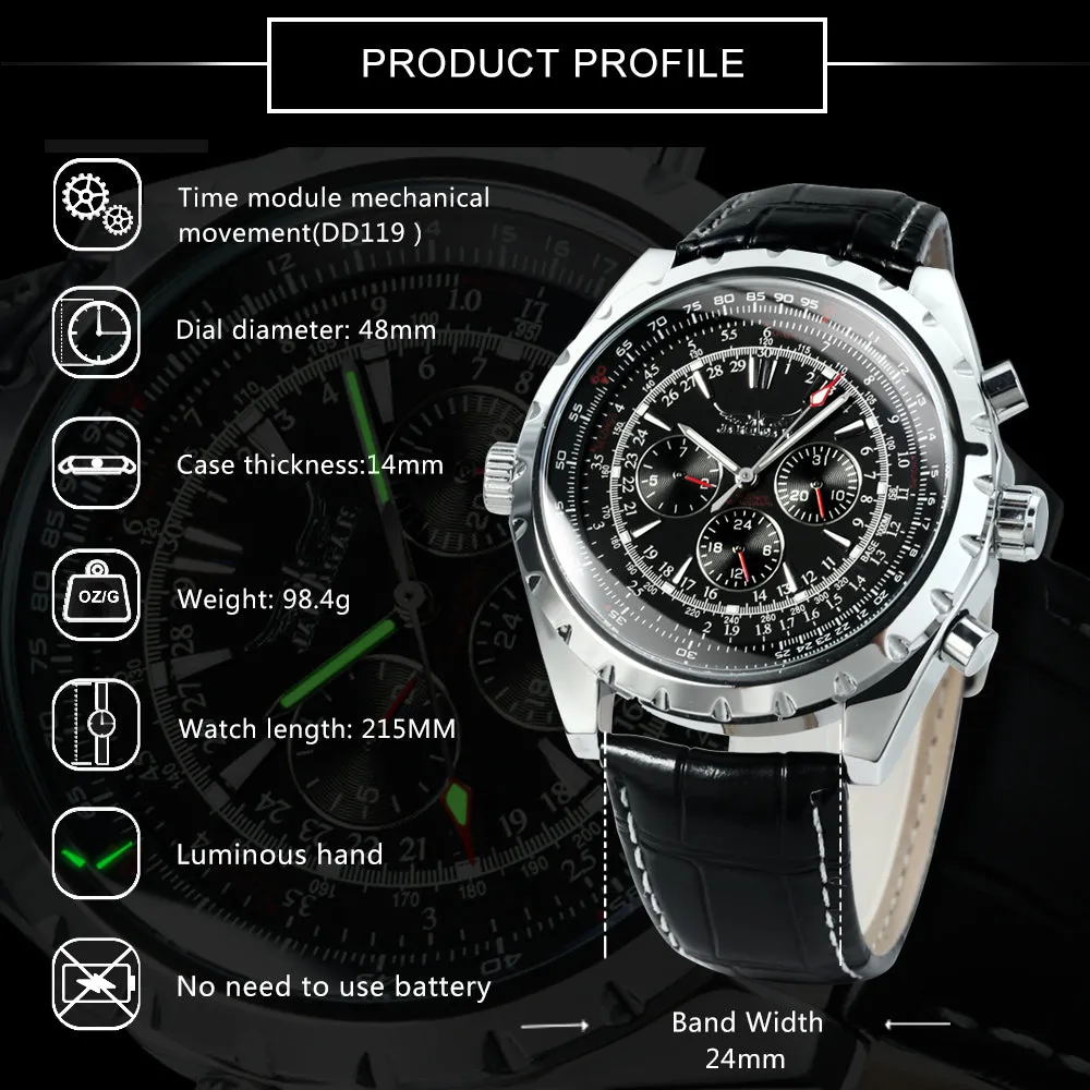 JARAGAR Military Sports Automatic Mechanical Watch for Men Multifunction Dial Luminous Pilot Watches 040