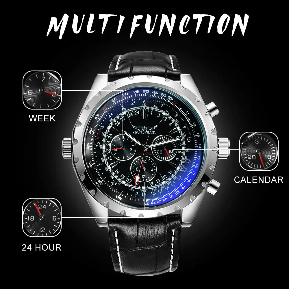 JARAGAR Military Sports Automatic Mechanical Watch for Men Multifunction Dial Luminous Pilot Watches 040