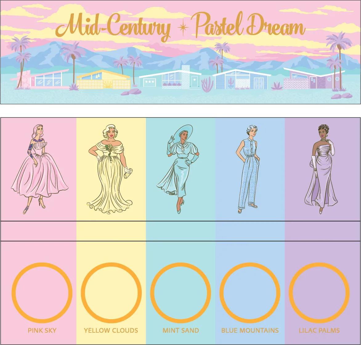 'Mid-Century Pastel Dream' Eyeshadow Palette & Brush