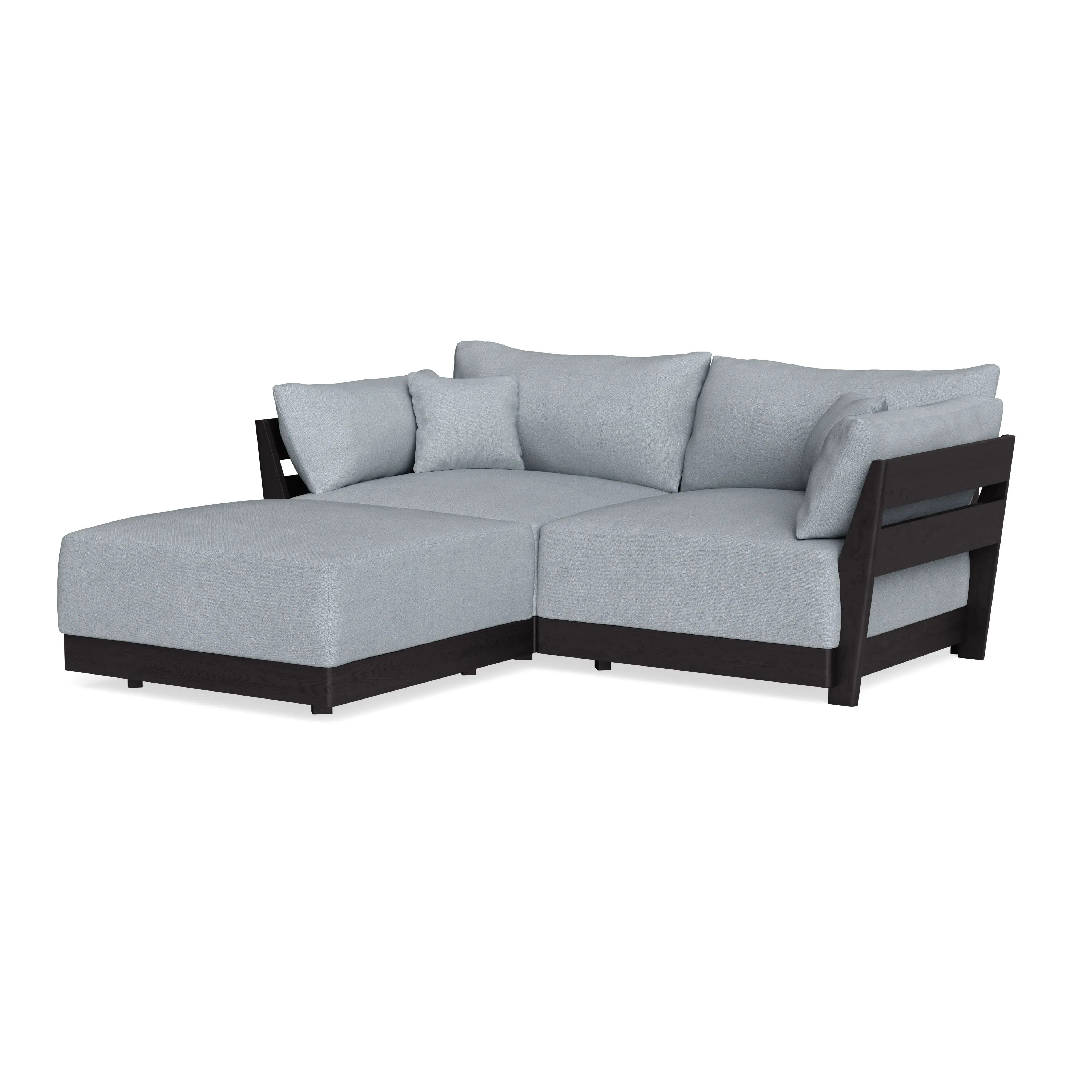 Modular Bondi Black 2-Seater Sectional in Ash | Memory Foam Blend