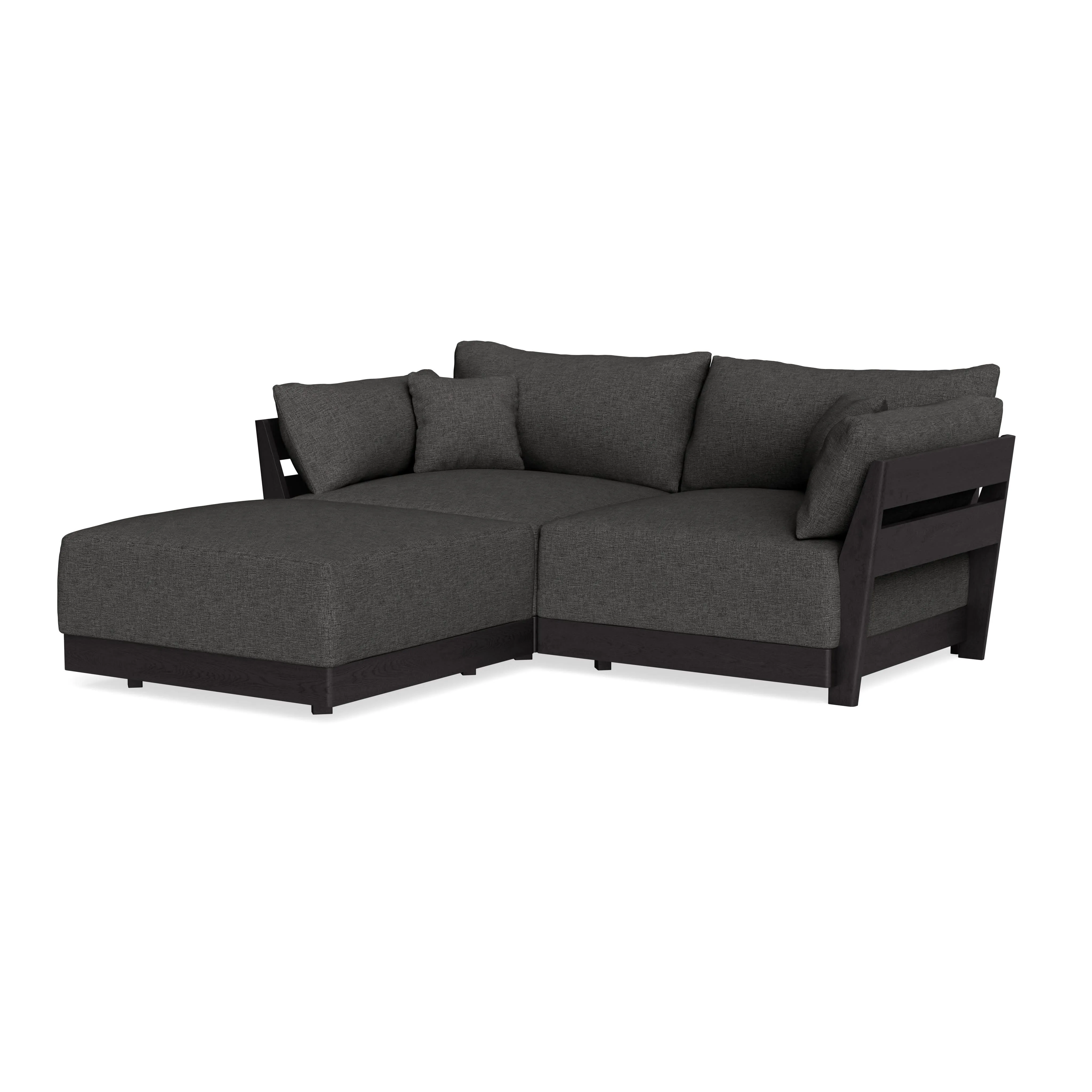 Modular Bondi Black 2-Seater Sectional in Graphite | Memory Foam Blend