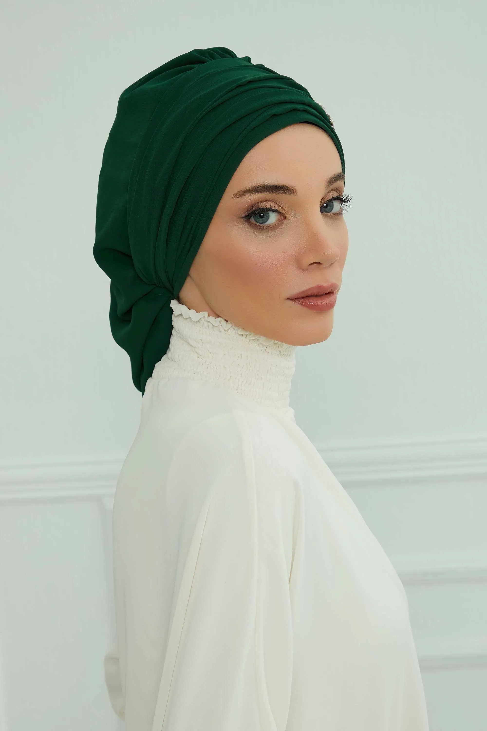 Side Frilled Instant Turban Cotton Scarf Head Turbans with Unique Jewellery Stone Accessory For Women Headwear Stylish Design,HT-105