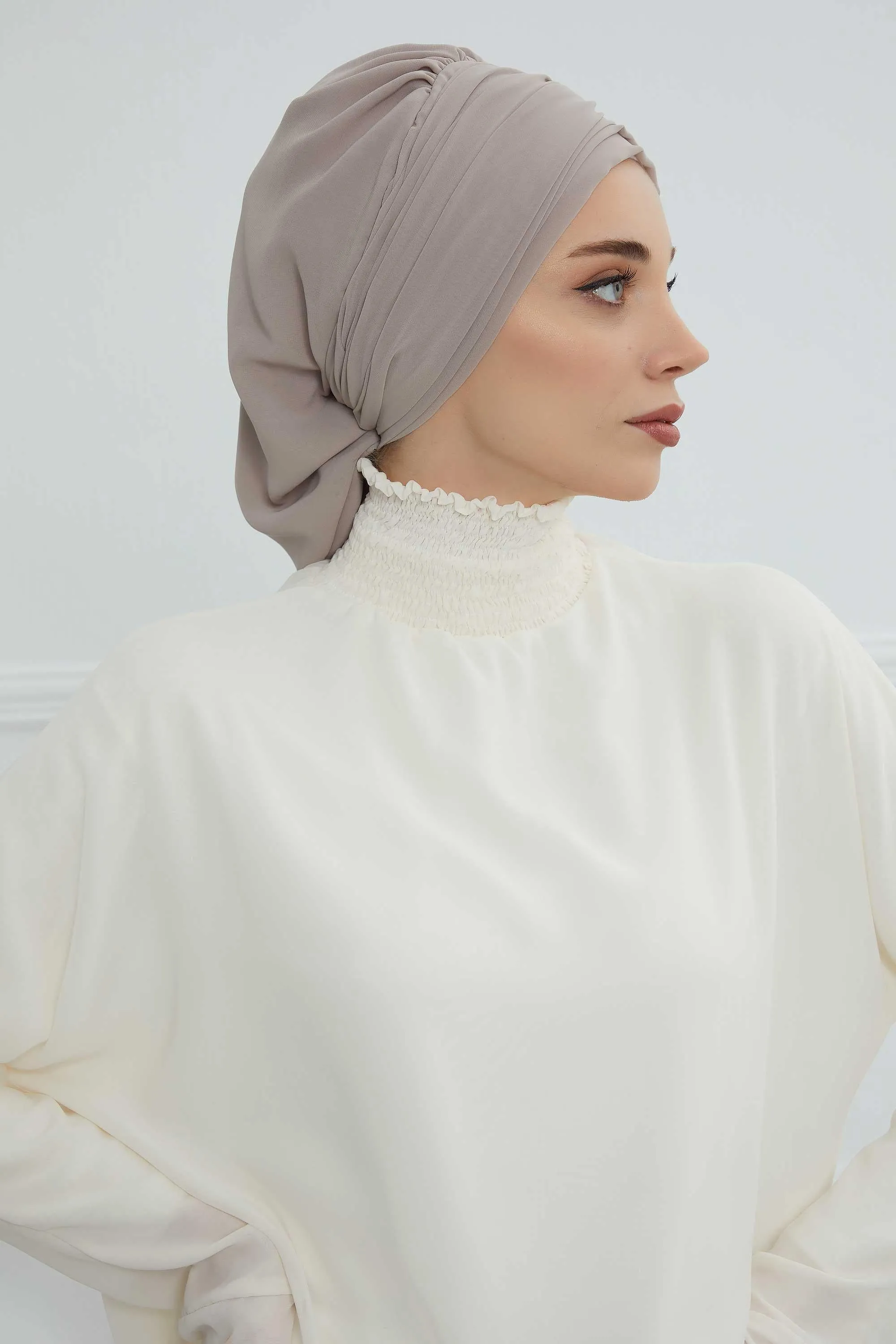 Side Frilled Instant Turban Cotton Scarf Head Turbans with Unique Jewellery Stone Accessory For Women Headwear Stylish Design,HT-105