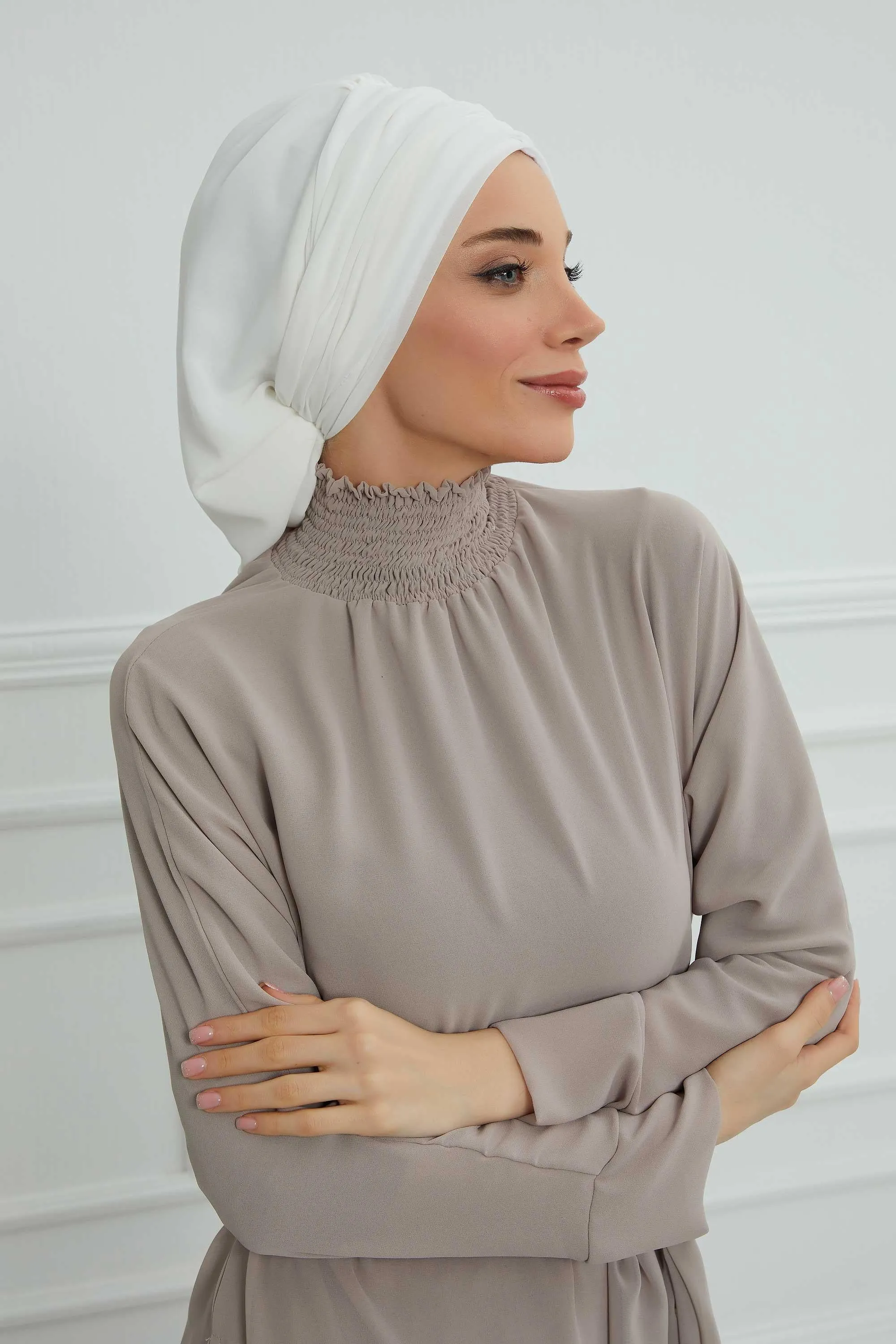 Side Frilled Instant Turban Cotton Scarf Head Turbans with Unique Jewellery Stone Accessory For Women Headwear Stylish Design,HT-105