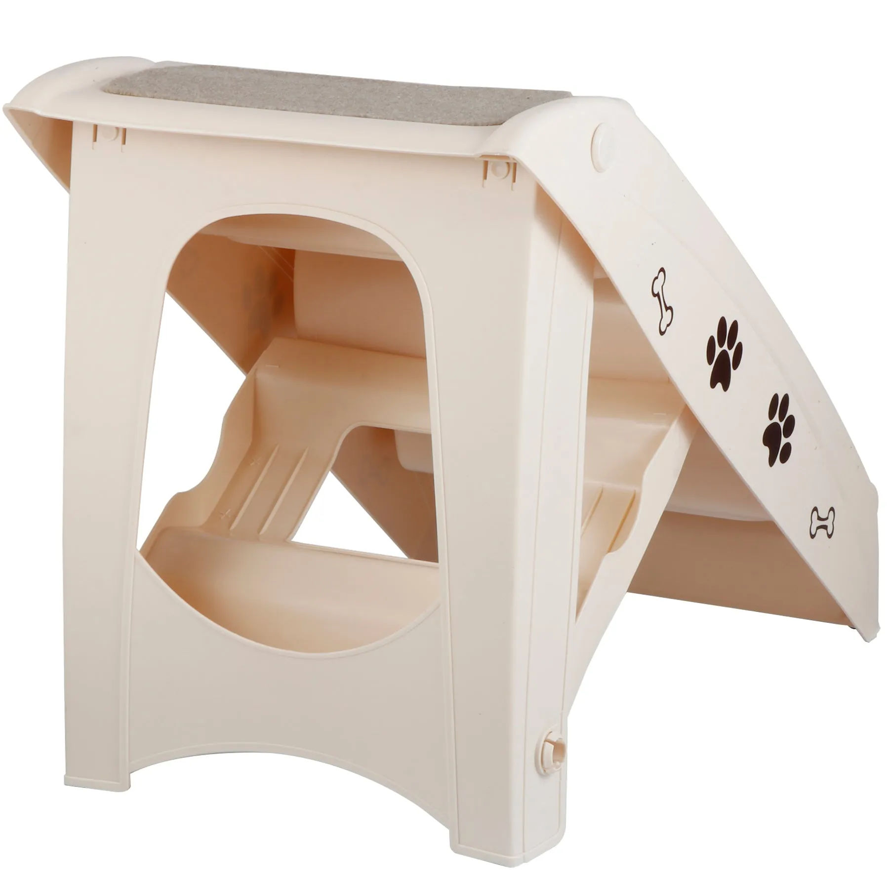 ZENY™ Pet Dog Stairs Steps for high Bed for Small Dogs Washable Carpet Foldable Plastic